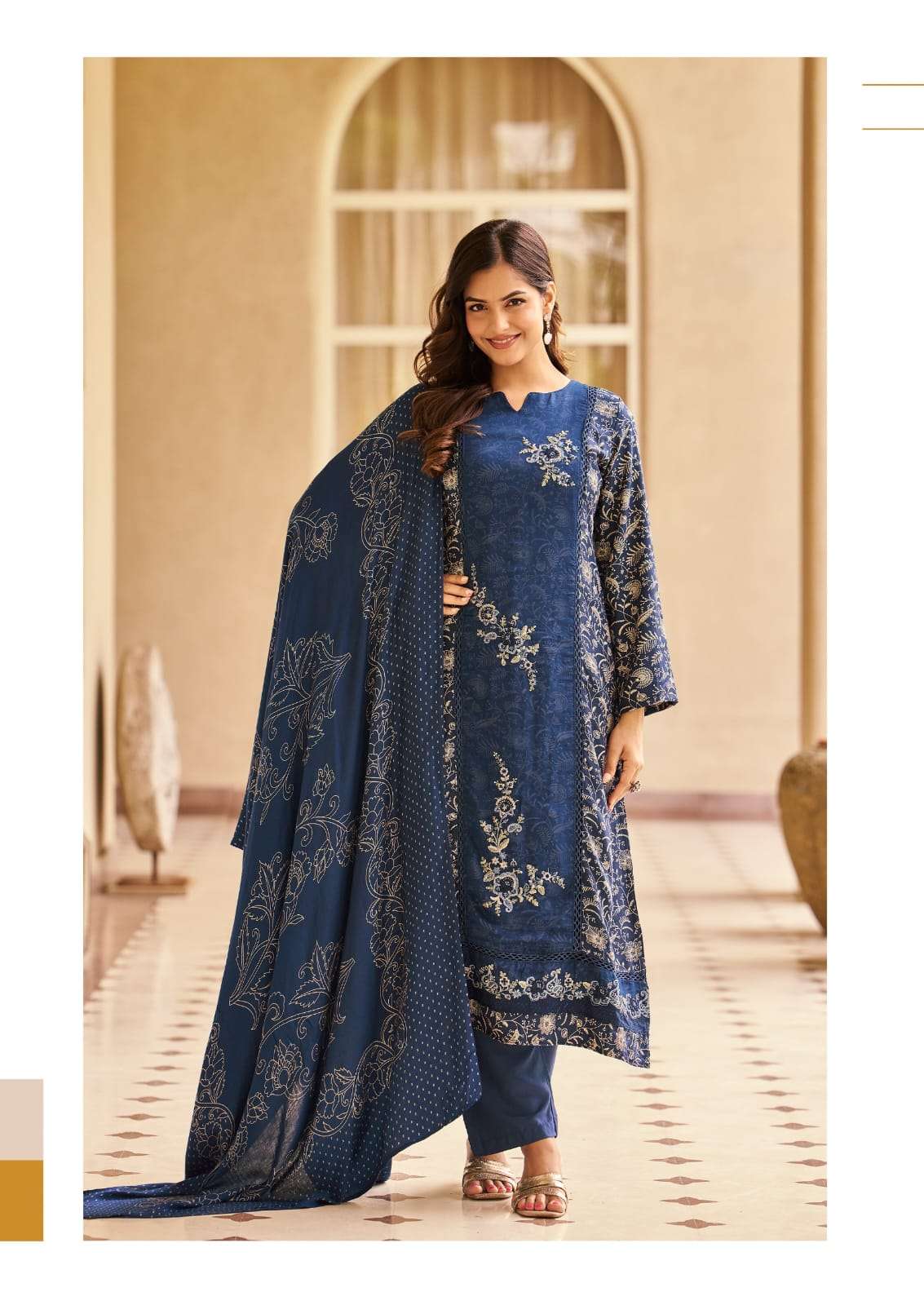 THE HERMITAGE SHOP HASSAL COTTON DISCHARGE PRINTS THREE PIECE KURTA SETS SUPPLIER 